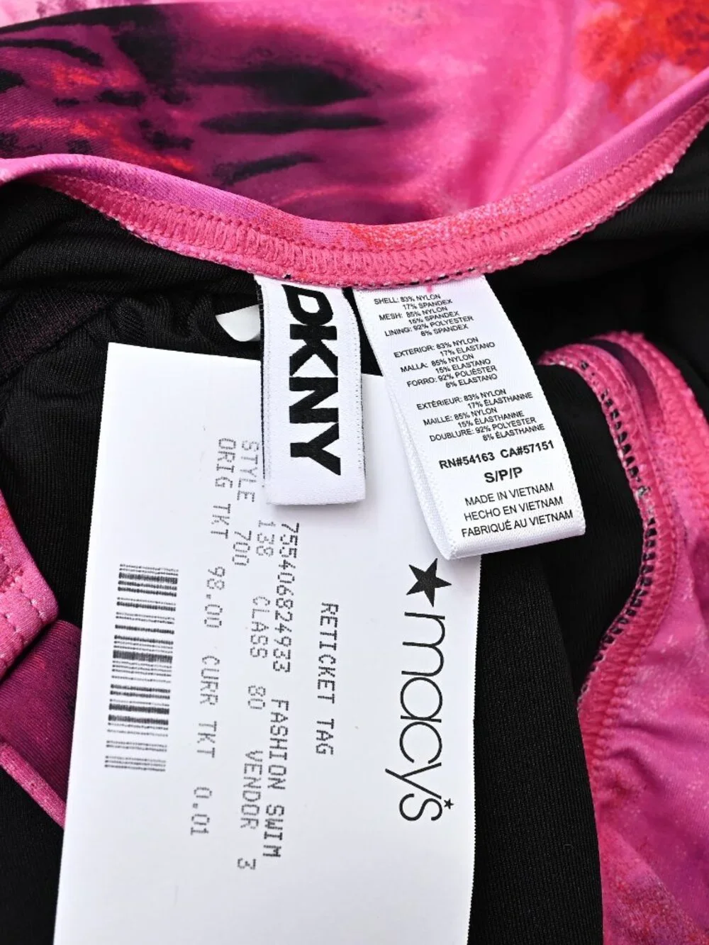 DKNY Women's Ruffle Neck One-Piece Swimsuit Underwired Pink purple Size Small - Picture 9 of 10